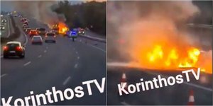 Αθηνών-Κορίνθου: Αυτοκίνητο τυλίχθηκε στις φλόγες