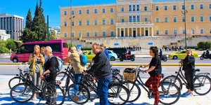 Ποδηλάτες στο κέντρο της Αθήνας