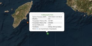 Ισχυρός σεισμός 5,9 Ρίχτερ ανοιχτά της Ρόδου
