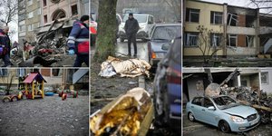 Εικόνες μετά τη συντριβή του ελικοπτέρου στην Ουκρανία