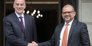 Ο Νίκος Δένδιας και ο ΓΓ του Περιφερειακού Οργανισμού της Κεντρικής Αμερικής «SICA», Werner Vargas/ Φωτογραφία: ΒΑΣΙΛΗΣ ΡΕΜΠΑΠΗΣ/EUROKINISSI
