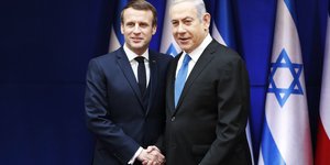 Εμμανουέλ Μακρόν και Μπενιαμίν Νετανιάχου, από συνάντησή τους το 2020/ AP Photos