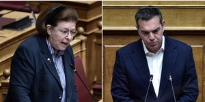 Η υπουργός Πολιτισμού, Λίνα Μενδώνη και ο πρόεδρος του ΣΥΡΙΖΑ, Αλέξης Τσίπρας