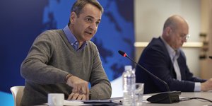 Ο Κυριάκος Μητσοτάκης σε συνέντευξη Τύπου στη Κοζάνη