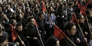Πορεία της ΚΝΕ στο κέντρο της ΑΘήνας με αφορμή την επίσκεψη Μπλίνκεν