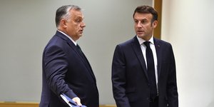 Ο Γάλλος Πρόεδρος Εμανουέλ Μακρόν και ο Ούγγρος ομόλογός του, Βίκτορ Όρμπαν/ Φωτογραφία αρχείου: AP Photos