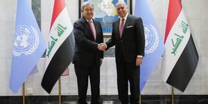 Ο Αντόνιο Γκουτέρες και ο ΥΠΕΞ του Ιράκ, Fouad Hussein/ AP Photos