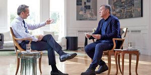 Ο Κυριάκος Μητσοτάκης με τον Σταύρο Θεοδωράκη