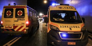 Ασθενοφόρα στο σημείο της σύγκρουσης τρένων στα Τέμπη