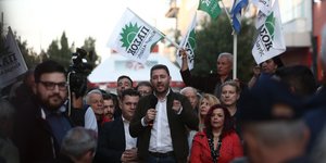 Ο Νίκος Ανδρουλάκης σε προεκλογική συγκέντρωση / Φωτογραφία: EUROKINISSI
