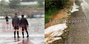 Σφοδρές χαλαζοπτώσεις έπληξαν Θήβα και Λαμία