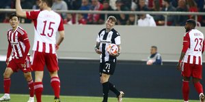 Φάση από την αγώνα Ολυμπιακός - ΠΑΟΚ για την 4η αγωνιστική των πλέι οφ της Super League