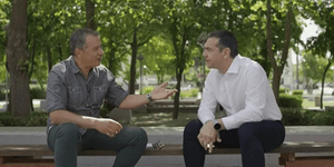 Ο Αλέξης Τσίπρας με τον Σταύρο Θεοδωράκη 