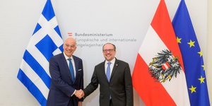 Ο Νίκος Δένδιας και ο Αυστριακός ομόλογός του, Αλεξάντερ Σάλενμπεργκ/ Φωτογραφία: Twitter