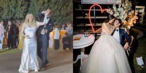 Εντυπωσιακές με το δεύτερο νυφικό τους φόρεμα η Μαριλού Κοζάρη και η Άννα Πρέλεβιτς