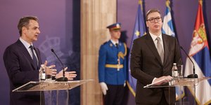 O Κυριάκος Μητσοτάκης και ο Αλεξάνταρ Βούτσιτς