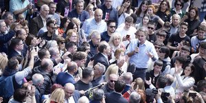 Ο Κυριάκος Μητσοτάκης κατά τη διάρκεια προεκλογικής του ομιλίας
