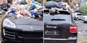 Porsche πάρκαρε παράνομα και την έθαψαν με σκουπίδια