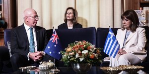 Η Κατερίνα Σακελλαροπούλου με τον Γενικό Κυβερνήτη της Κοινοπολιτείας της Αυστραλίας, Ντέιβιντ Χάρλεϊ/ Φωτογραφία: ΓΙΑΝΝΗΣ ΠΑΝΑΓΟΠΟΥΛΟΣ/EUROKINISSI