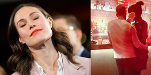 Η Σάνα Μαρίν (αριστερά) -Δεξιά η φωτογραφία του πρώην συζύγου της, Μάρκους Ραϊκόνεν, με την Ινδή 