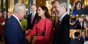 Ο βασιλιάς Κάρολος υποδέχεται τους υψηλούς καλεσμένους στη δεξίωση