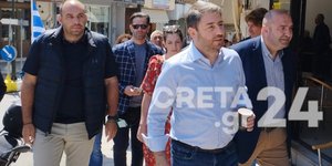 Ο Νίκος Ανδρουλάκης στο Πέραμα Μυλολποτάμου, στο Ρέθυμνο/ Φωτογραφία: Creta24.gr