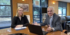O υπουργός Μεταφορών Ιωάννης Γκόλιας με την υπουργό Τουρισμού Ιωάννα Δρέττα