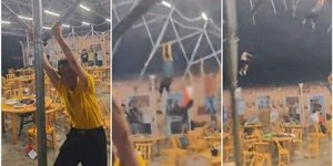 Σοκ προκαλούν οι εικόνες από κακοκαιρία στην Κίνα, που σηκώνουν στον αέρα τέντα εστιατορίου / Φωτογραφία: Twitter screenshots