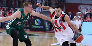 Ο Κώστας Σλούκας στον πρώτο τελικό της Basket League μεταξύ Ολυμπιακού και Παναθηναϊκού
