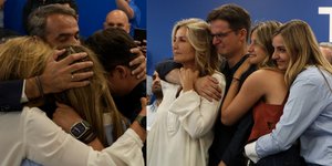 Με δάκρυα χαράς υποδέχθηκαν το εκλογικό αποτέλεσμα η Μαρέβα Μητσοτάκη και τα παιδιά, Σοφία, Δάφνη και Κωνσταντίνος