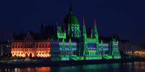 Το κοινοβούλιο της Ουγγαρίας στη Βουδαπέστη νύχτα