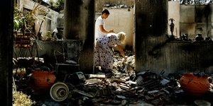 Καμένο σπίτι στην περιοχή του Λουτρακίου