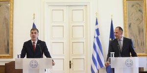 Ο ΥΠΕΞ Γιώργος Γεραπετρίτης και ο Ισραηλινός ομόλογός του, Ελί Κοέν / Φωτογραφία: EUROKINISSI