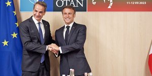 Από τη συνάντηση Μητσοτάκη-Μακρόν στο περιθώριο της Συνόδου του ΝΑΤΟ