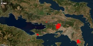 Live χάρτης της NASA για τις φωτιές στην Ελλάδα / Φωτογραφία: NASA screenshot