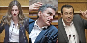 Έφη Αχτσιόγλου, Ευκλείδης Τσακαλώτος και Νίκος Παππάς 