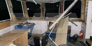 Εικόνα από το δεξαμενόπλοιο SIG, μετά την επίθεση του drone της Ουκρανίας / Φωτογραφία: BAZA Telegram