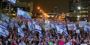 Διαδήλωση κατά της δικαστικής μεταρρύθμισης στο Τελ Αβίβ, στο Ισραήλ