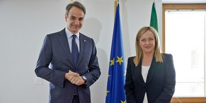 Ο Κυριάκος Μητσοτάκης και η Τζόρτζια Μελόνι σε προηγούμενή τους συνάντηση