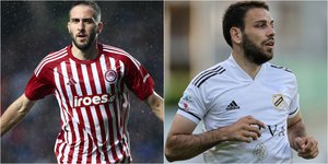 Ο Κώστας Φορτούνης του Ολυμπιακού και ο Μάρκο Ντότσιτς