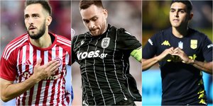 Κώστας Φορτούνης του Ολυμπιακού, Αντρίγια Ζίβκοβιτς του ΠΑΟΚ και Λουίς Πάλμα του Άρη