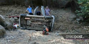 Αυτοκίνητο τροχαίο χαντάκι Κρήτη