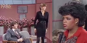 Η Σίντι Κρόφορντ στην εκπομπή της  Όπρα Γουίνφρεϊ το 1986