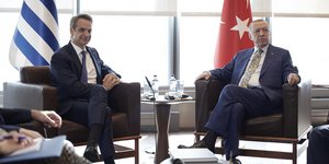 Ο Έλληνας πρωθυπουργός Κυριάκος Μητσοτάκης και ο Τούρκος πρόεδρος Ταγίπ Ερντογάν