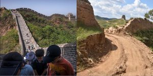 Το Σινικό Τείχος και η τρύπα που άνοιξαν σε σημείο του οι δύο συλληφθέντες