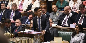 O πρωθυπουργός Ρίσ Σούνακ στο κοινοβούλιο της Βρετανίας/