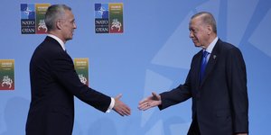 Ο ΓΓ του ΝΑΤΟ, Στόλτενμπεργκ με τον Τούρκο πρόεδρο Ρετζέπ Ταγίπ Ερντογάν