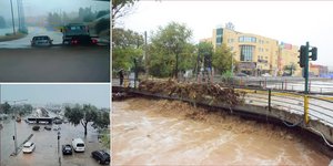 Η κακοκαιρία «Daniel» σφυροκοπά τον Βόλο, ποτάμια οι δρόμοι 