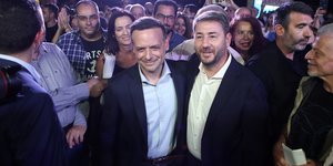 Ο Νίκος Ανδρουλάκης με τον Χάρη Δούκα