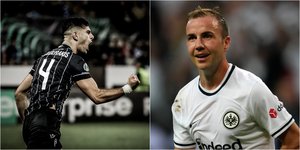 Ο Κωνσταντίνος Κουλιεράκης του ΠΑΟΚ και ο Μάριο Γκέτσε της Άιντραχτ Φρανκφούρτης